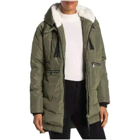 Bagatelle Sport Olive Green Layered Subarctic Thermal Puffer Zipper Jacket Large - Picture 2 of 15